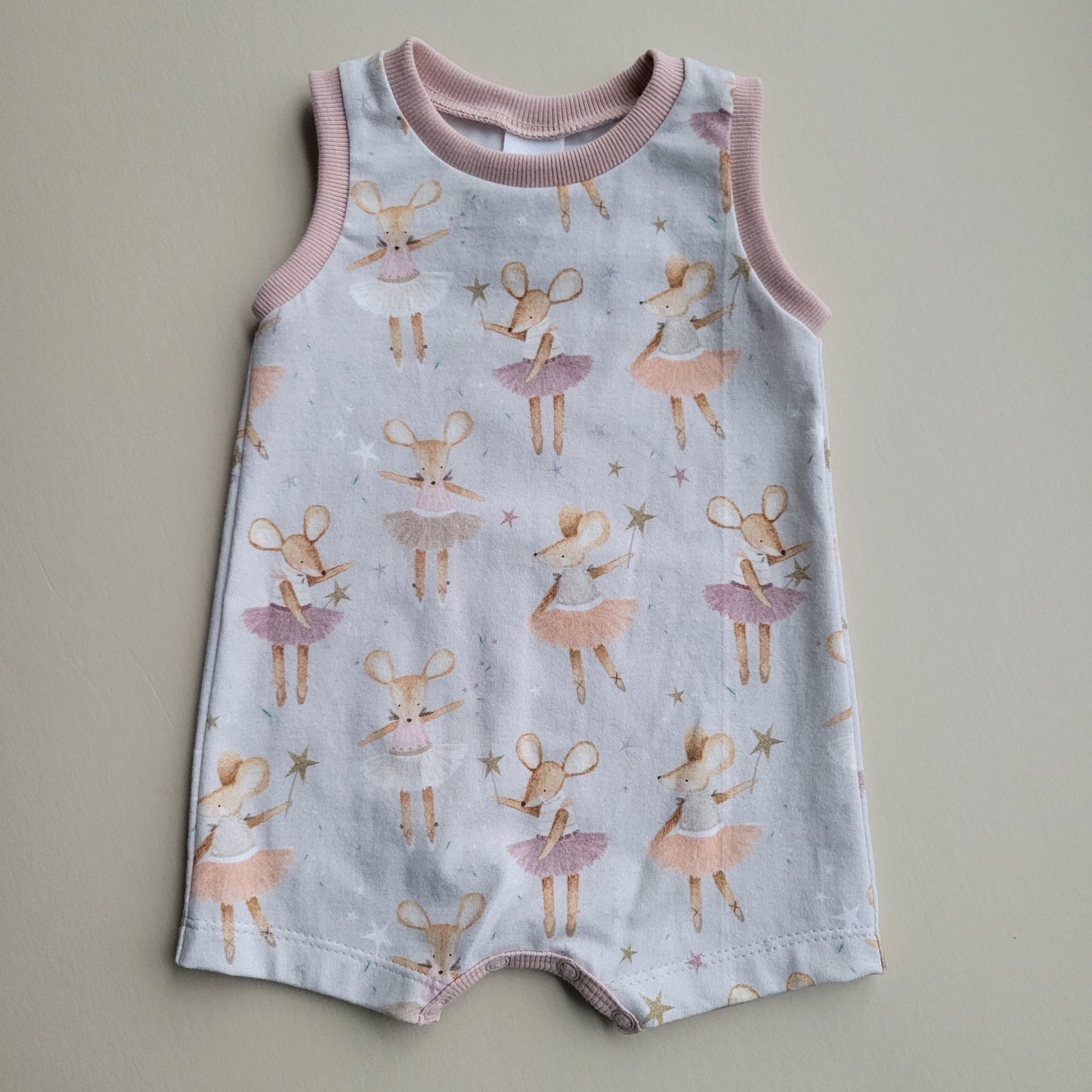 Ballerina Mice Tank Romper *6-9m