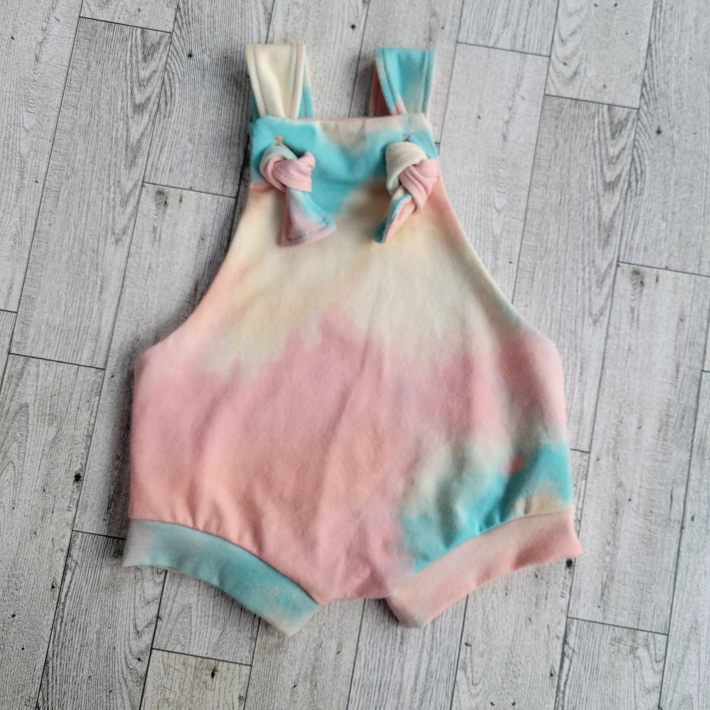 Sherbet Tie Dye Knotted Overalls *0-3m