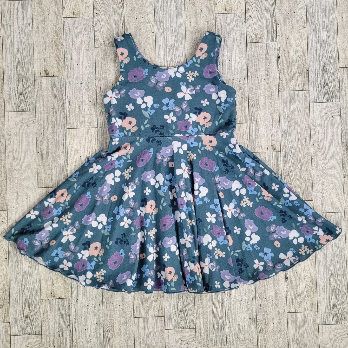 Teal Evie Floral Tank Twirl Dress