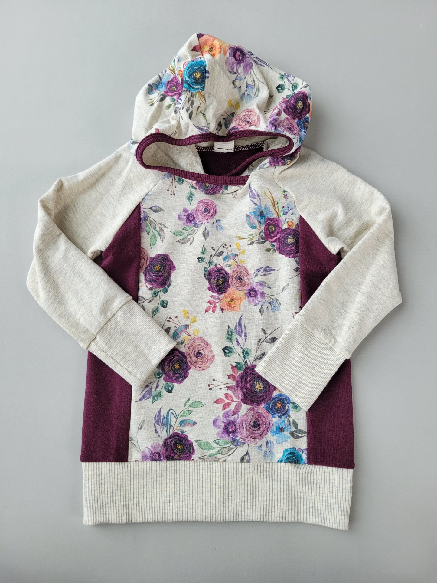 Oatmeal Floral Panel Hoodie