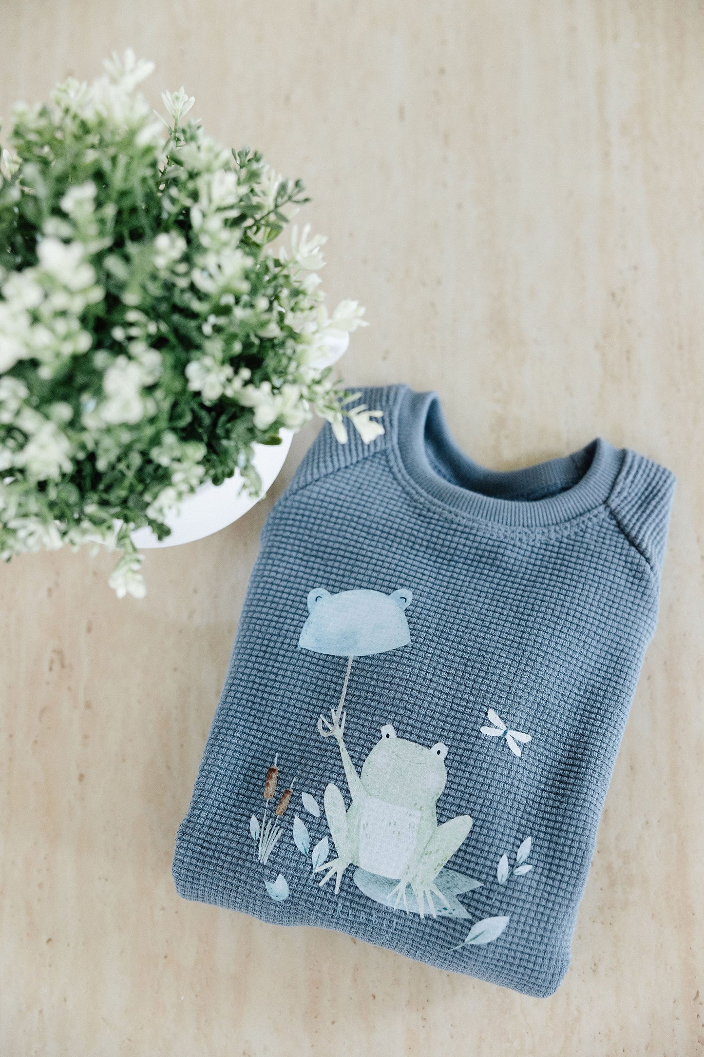 "Ribbit" Organic Cotton Waffle Romper *0-3m