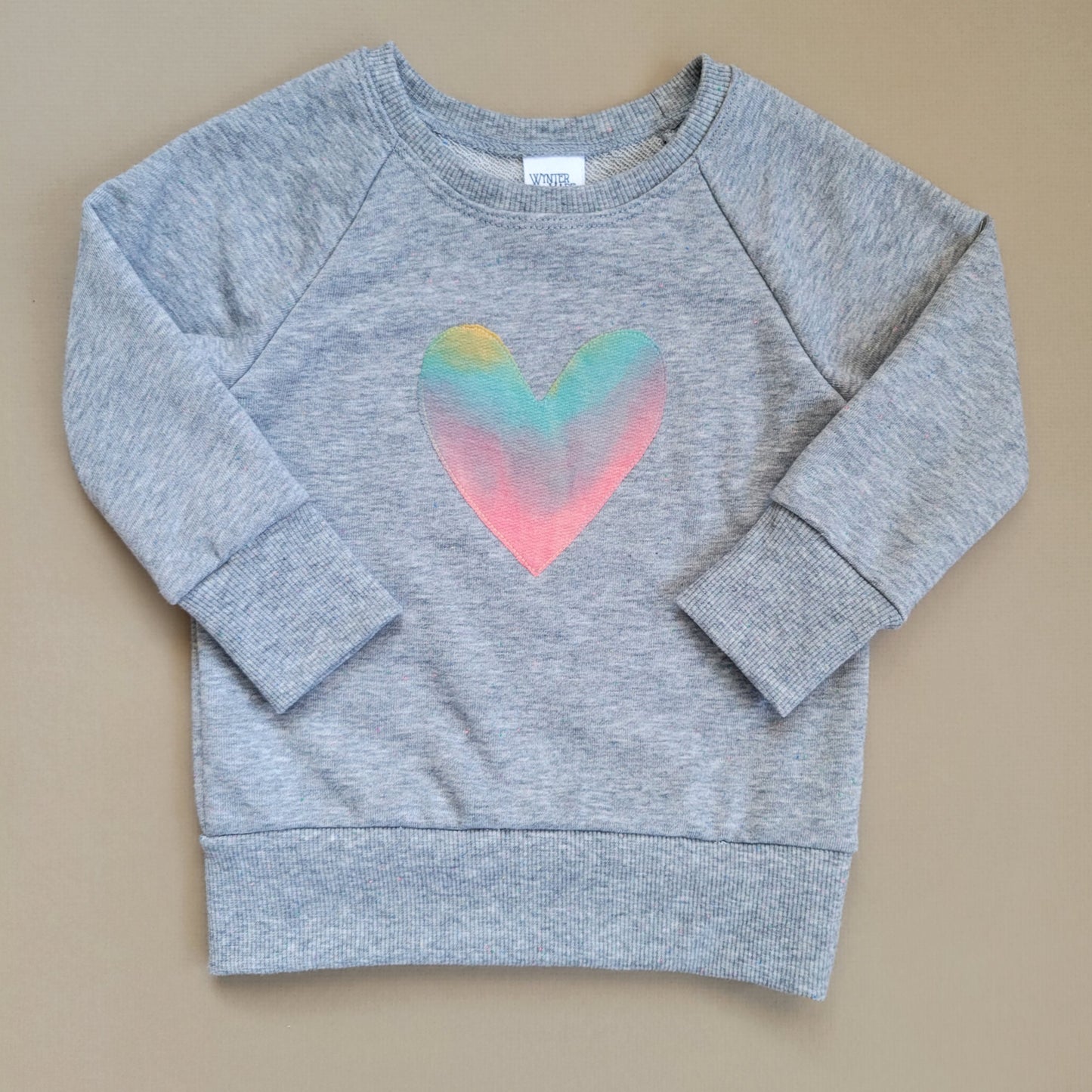 Light Gray Heart Funfetti Crew Neck *2T